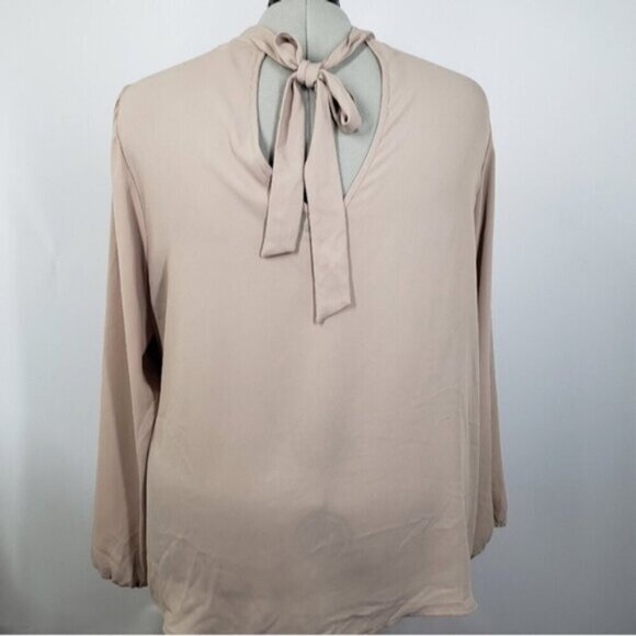 Torrid Georgette Mock Neck Blouse Taupe Size 3X Long Sleeve Work Wear St… - Picture 6 of 13